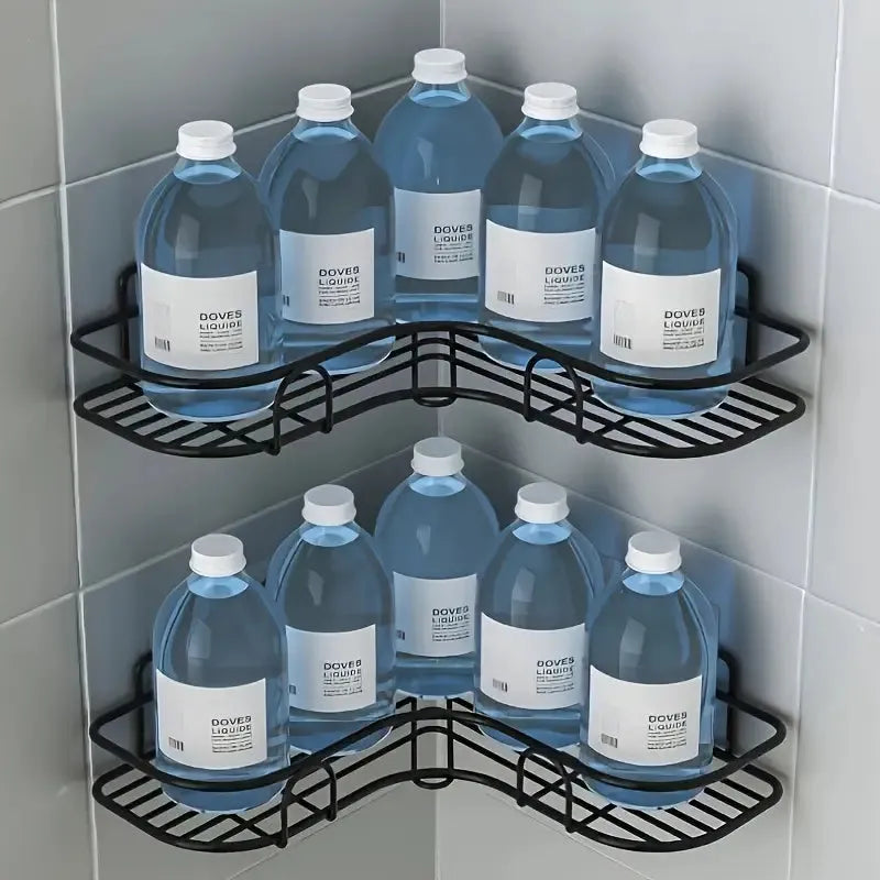 1pc No-Drill Corner Wall-Mounted Toilet Storage
