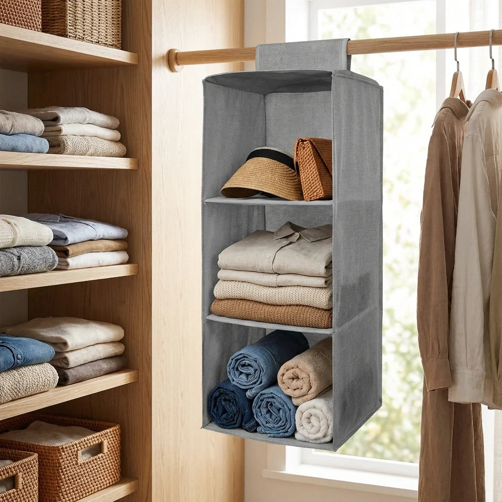 Hanging Wardrobe Organizer- 3 Shelves
