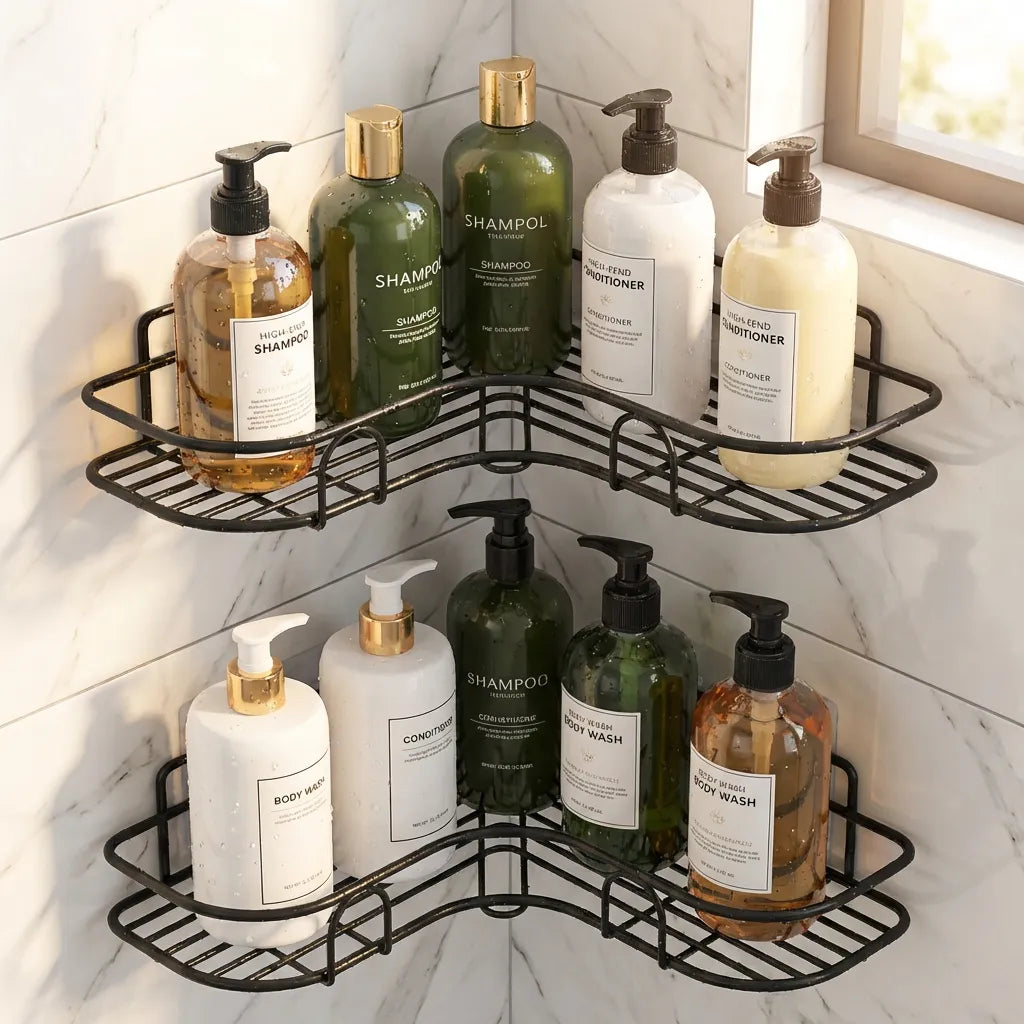 1pc No-Drill Corner Wall-Mounted Toilet Storage