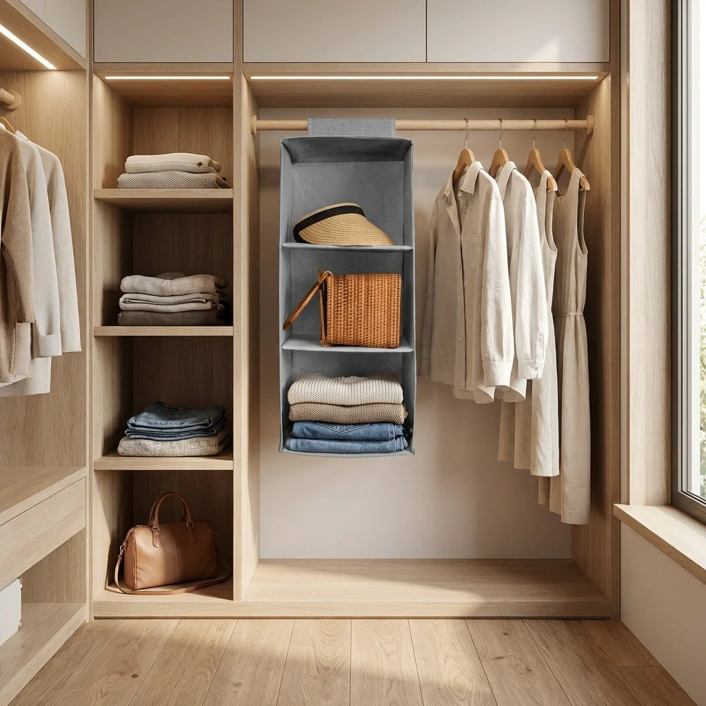 Hanging Wardrobe Organizer- 3 Shelves
