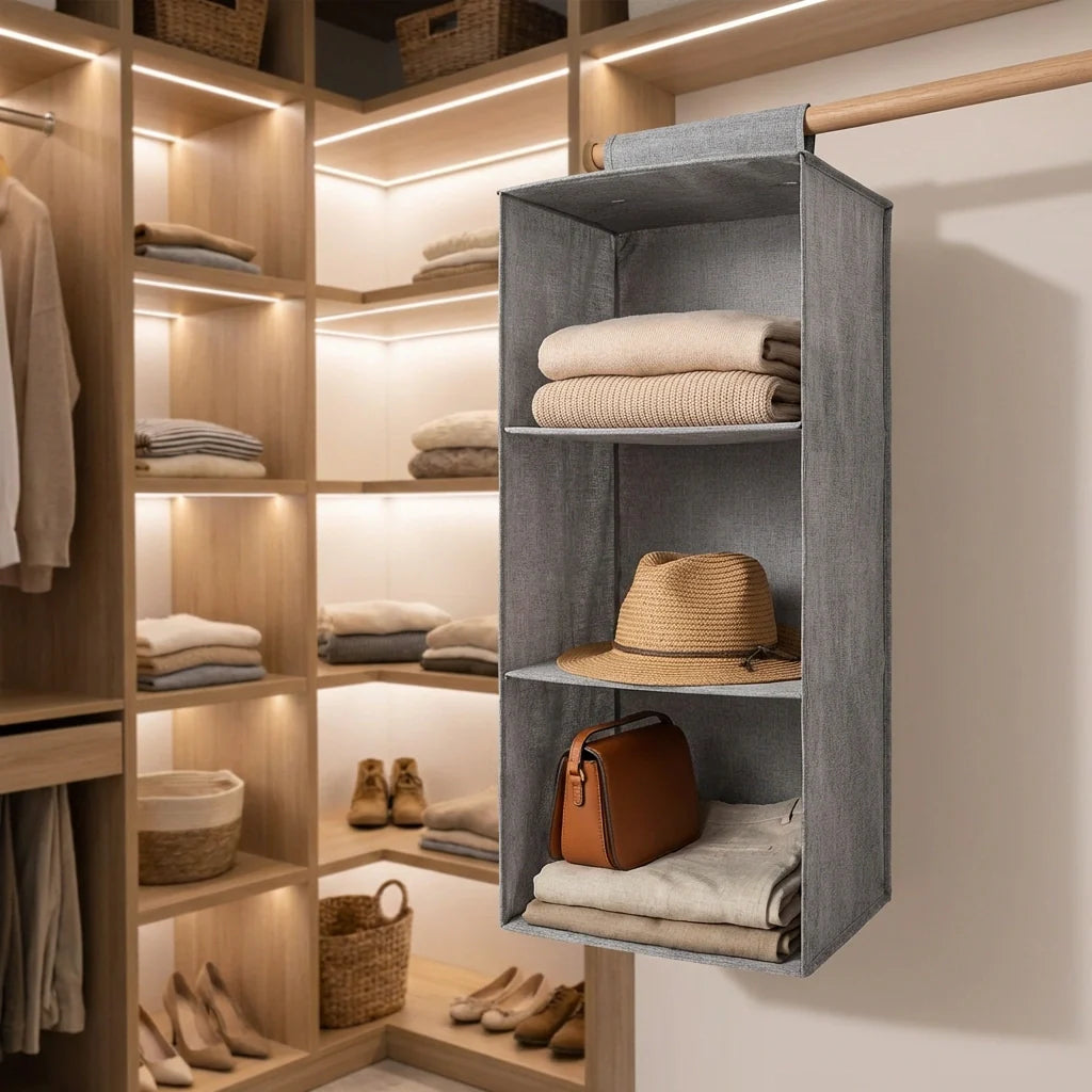 Hanging Wardrobe Organizer- 3 Shelves