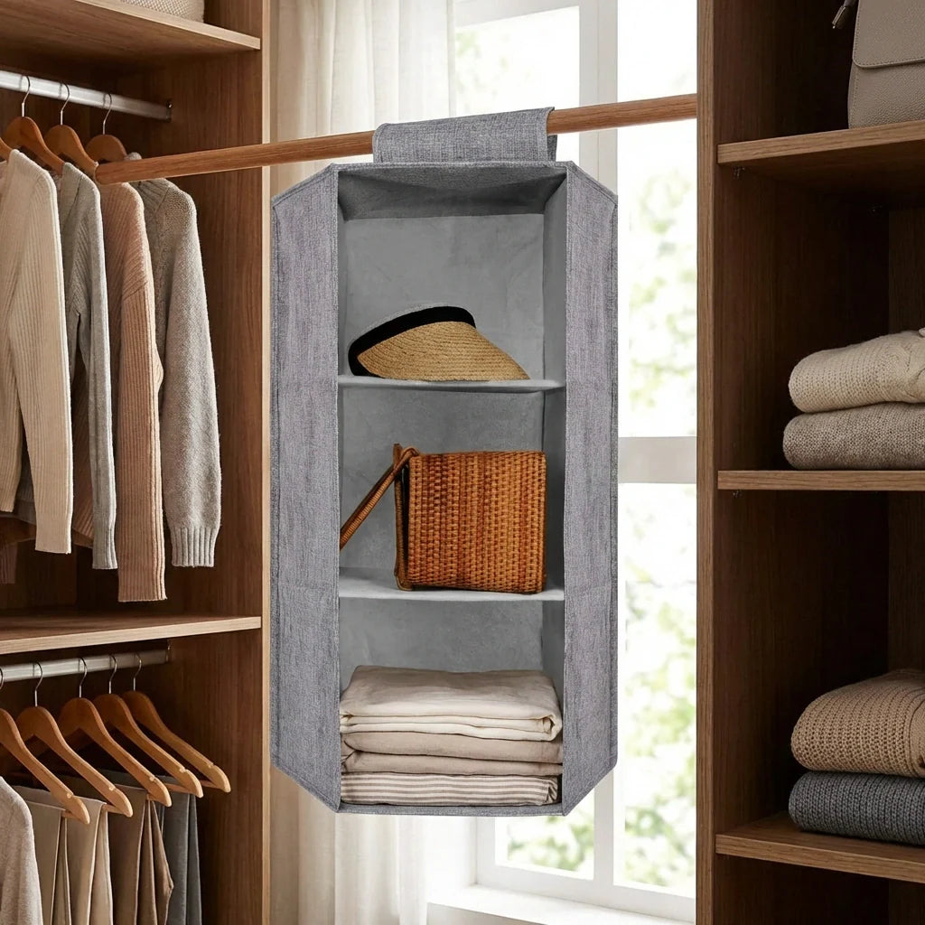 Hanging Wardrobe Organizer- 3 Shelves
