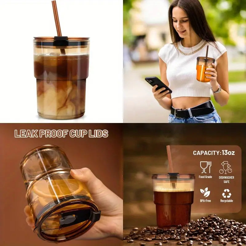 Over glass water bottle with straw
