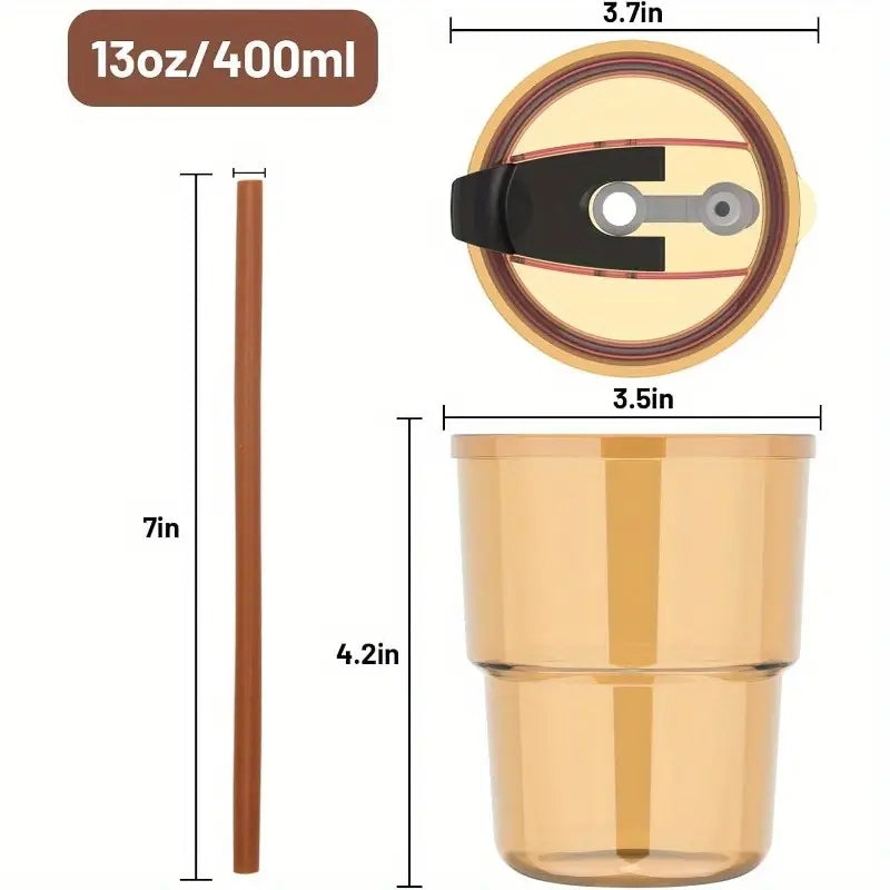 Over glass water bottle with straw
